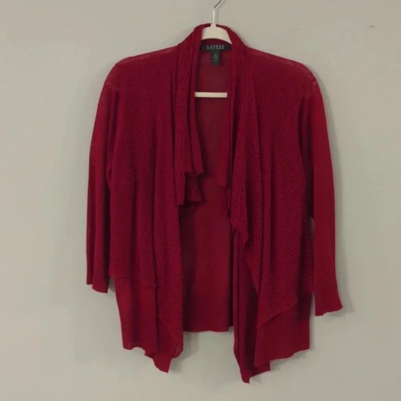 Lauren Ralph Lauren‎ Linen Cardigan Deep Red size Medium - Picture 1 of 10